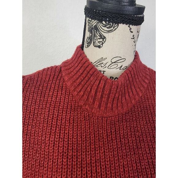 Athleta Pinewood Sweater Dress Size MP Mock Neck 100% Merino Burgundy Knit - Picture 4 of 12